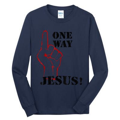 One Way Jesus People Christian Revolution Finger Up Retro Tall Long Sleeve T-Shirt