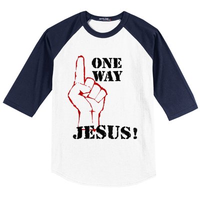 One Way Jesus People Christian Revolution Finger Up Retro Baseball Sleeve Shirt