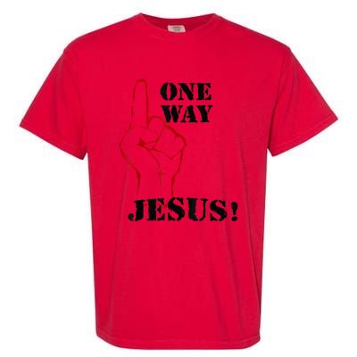 One Way Jesus People Christian Revolution Finger Up Retro Garment-Dyed Heavyweight T-Shirt