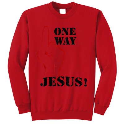 One Way Jesus People Christian Revolution Finger Up Retro Sweatshirt