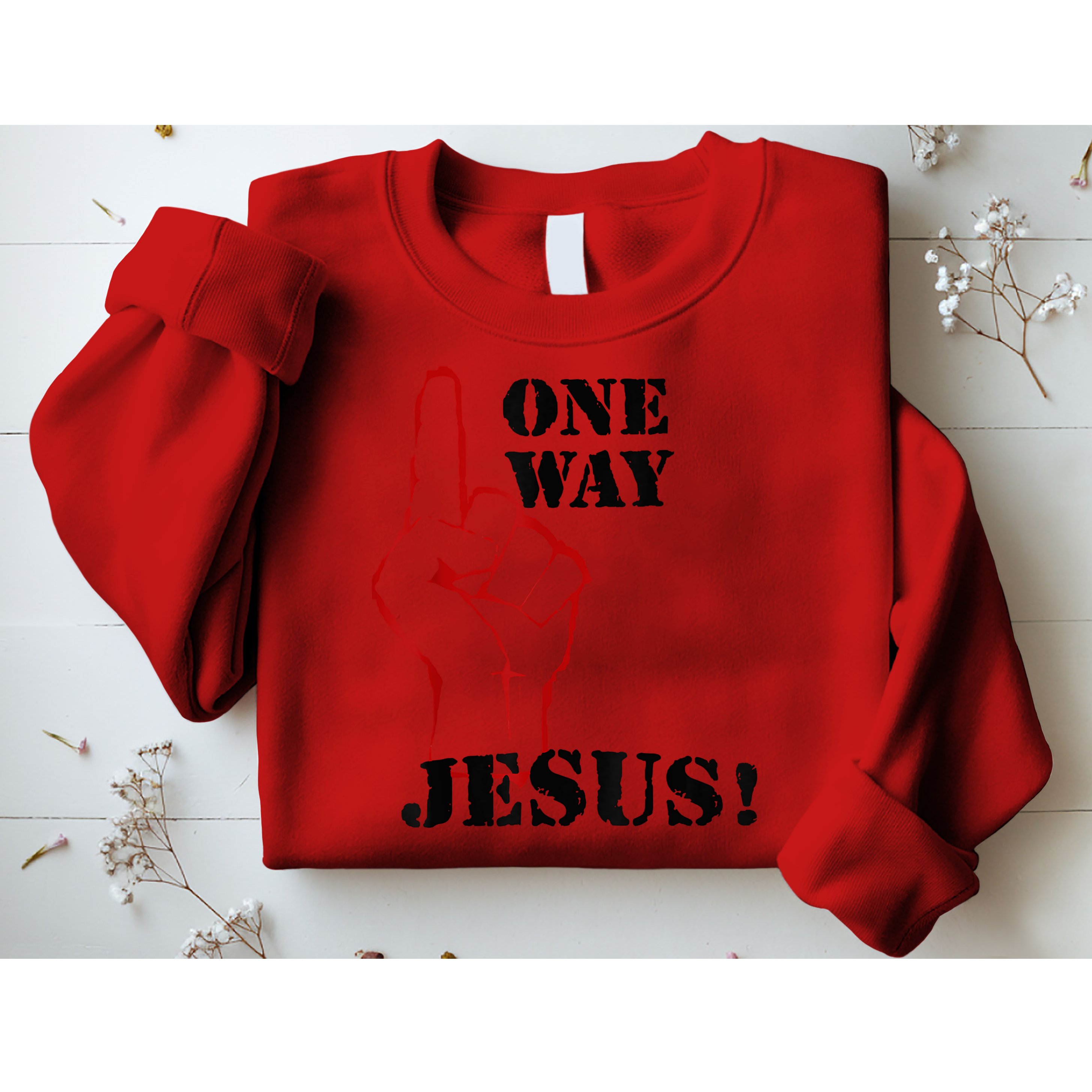 One Way Jesus People Christian Revolution Finger Up Retro Sweatshirt