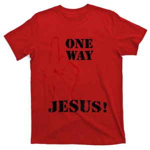 One Way Jesus People Christian Revolution Finger Up Retro T-Shirt