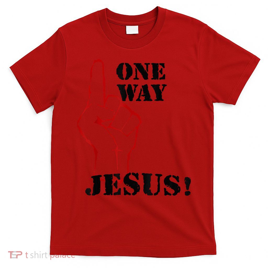 One Way Jesus People Christian Revolution Finger Up Retro T-Shirt
