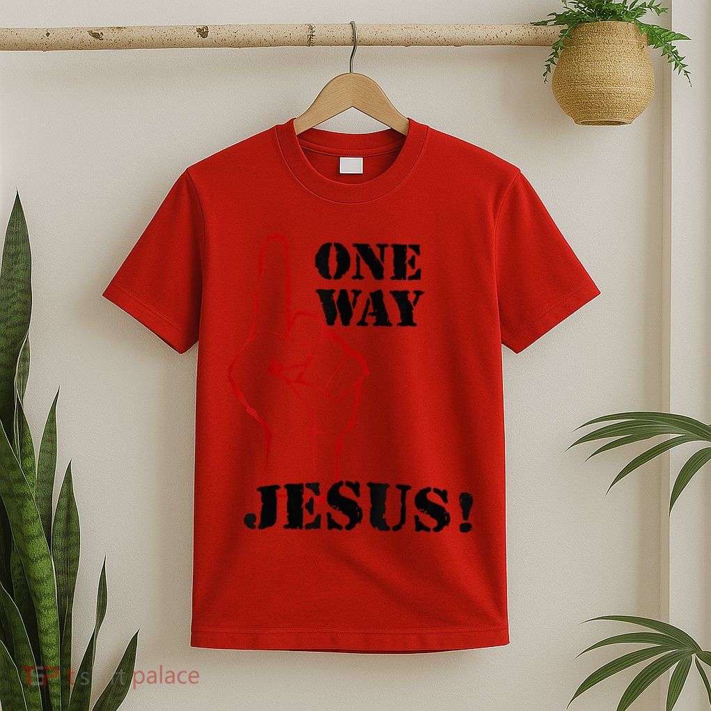 One Way Jesus People Christian Revolution Finger Up Retro T-Shirt