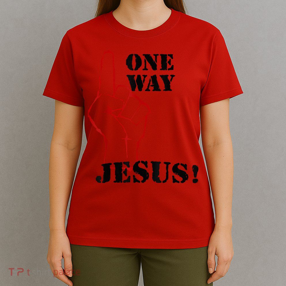 One Way Jesus People Christian Revolution Finger Up Retro T-Shirt