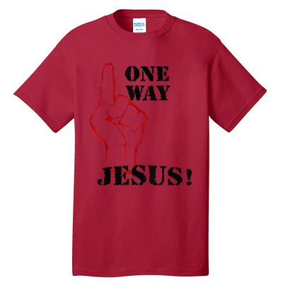 One Way Jesus People Christian Revolution Finger Up Retro Tall T-Shirt