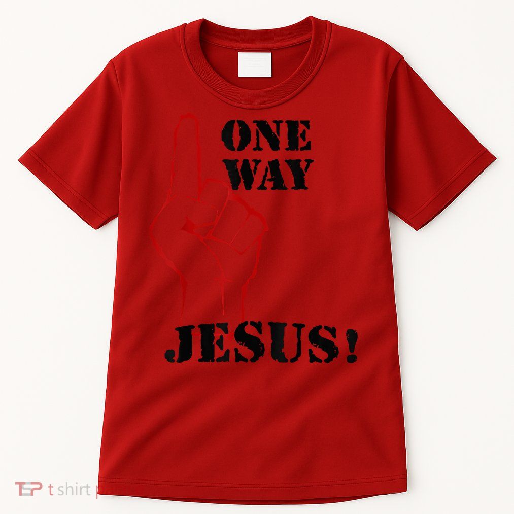 One Way Jesus People Christian Revolution Finger Up Retro Tall T-Shirt