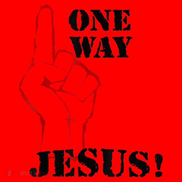 One Way Jesus People Christian Revolution Finger Up Retro Tall T-Shirt