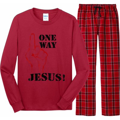 One Way Jesus People Christian Revolution Finger Up Retro Long Sleeve Pajama Set