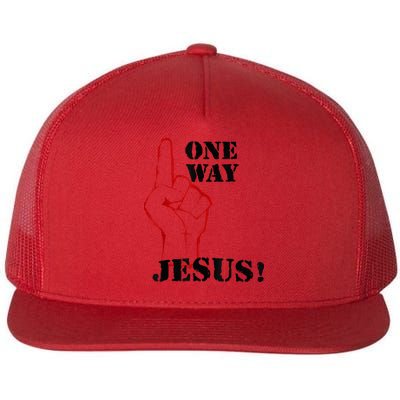 One Way Jesus People Christian Revolution Finger Up Retro Flatbill Hat