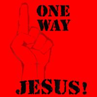One Way Jesus People Christian Revolution Finger Up Retro Flat Bill Trucker Hat