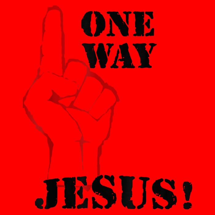 One Way Jesus People Christian Revolution Finger Up Retro Flat Bill Trucker Hat