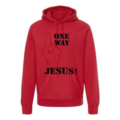 One Way Jesus People Christian Revolution Finger Up Retro Premium Hoodie