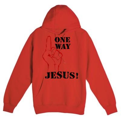 One Way Jesus People Christian Revolution Finger Up Retro Premium Pullover Hoodie