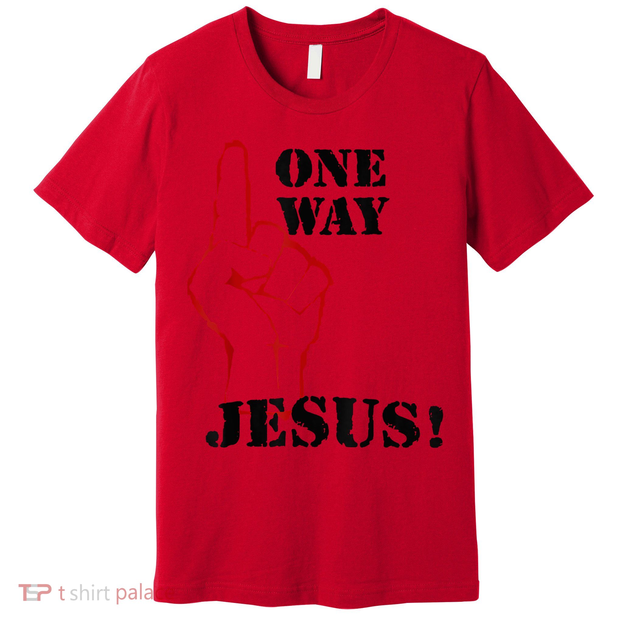 One Way Jesus People Christian Revolution Finger Up Retro Premium T-Shirt