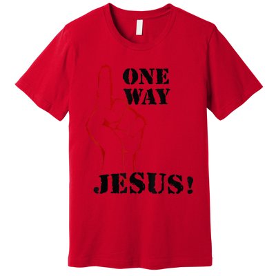 One Way Jesus People Christian Revolution Finger Up Retro Premium T-Shirt