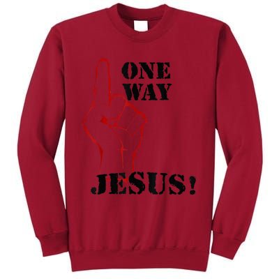 One Way Jesus People Christian Revolution Finger Up Retro Tall Sweatshirt