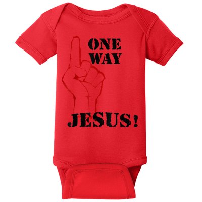 One Way Jesus People Christian Revolution Finger Up Retro Baby Bodysuit