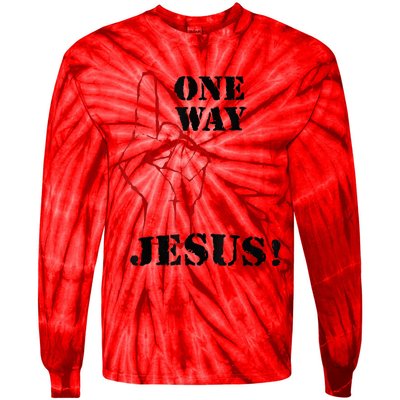 One Way Jesus People Christian Revolution Finger Up Retro Tie-Dye Long Sleeve Shirt