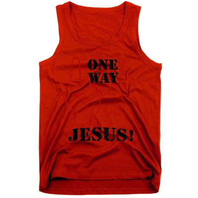 One Way Jesus People Christian Revolution Finger Up Retro Tank Top