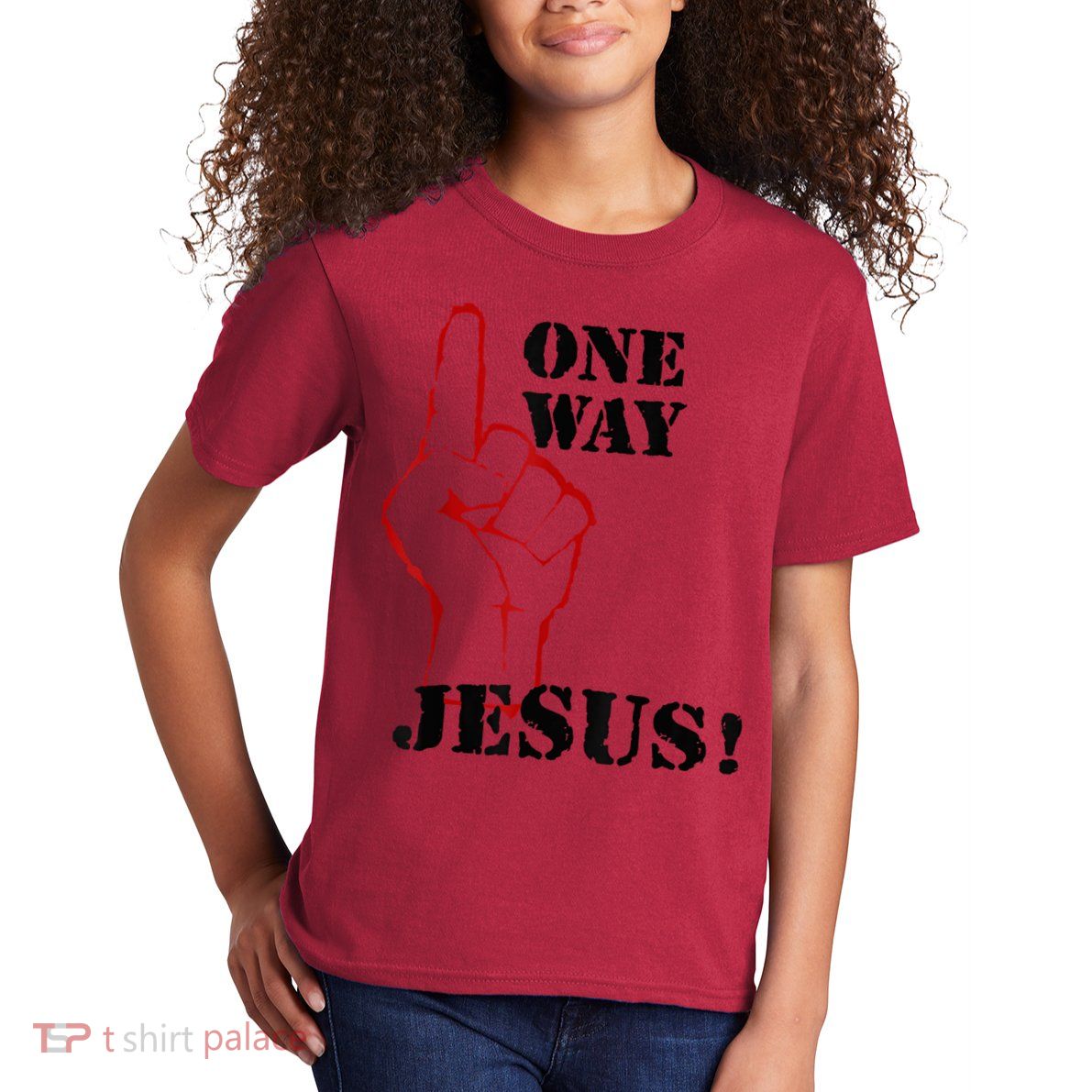 One Way Jesus People Christian Revolution Finger Up Retro Kids T-Shirt