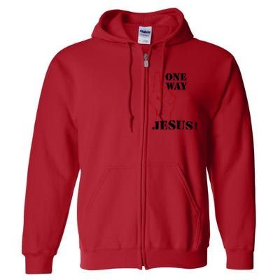 One Way Jesus People Christian Revolution Finger Up Retro Full Zip Hoodie