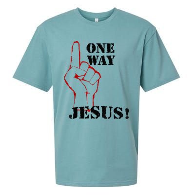 One Way Jesus People Christian Revolution Finger Up Retro Sueded Cloud Jersey T-Shirt