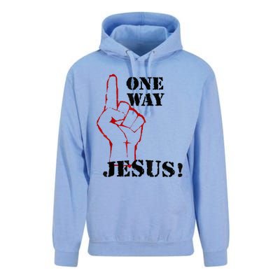 One Way Jesus People Christian Revolution Finger Up Retro Unisex Surf Hoodie