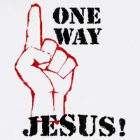 One Way Jesus People Christian Revolution Finger Up Retro Garment-Dyed Sweatshirt