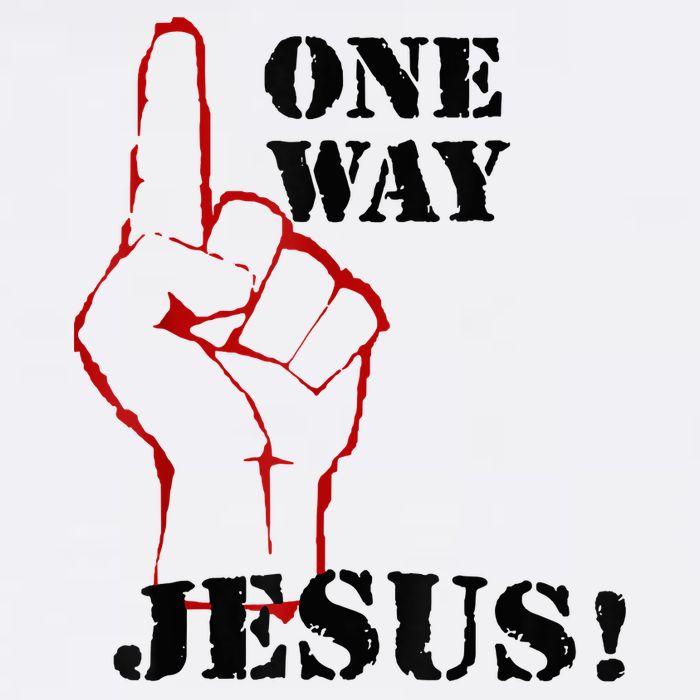 One Way Jesus People Christian Revolution Finger Up Retro Garment-Dyed Sweatshirt