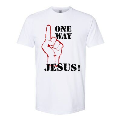 One Way Jesus People Christian Revolution Finger Up Retro Softstyle CVC T-Shirt