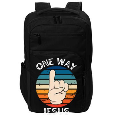 One Way Jesus People Christian Revolution Finger Up Retro Impact Tech Backpack