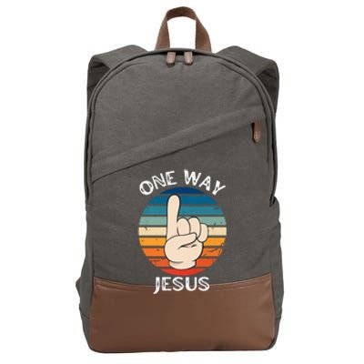 One Way Jesus People Christian Revolution Finger Up Retro Cotton Canvas Backpack