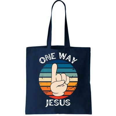 One Way Jesus People Christian Revolution Finger Up Retro Tote Bag