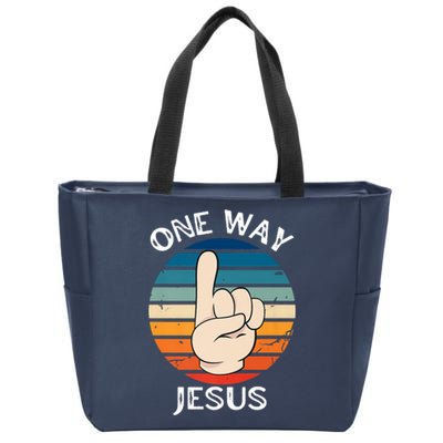 One Way Jesus People Christian Revolution Finger Up Retro Zip Tote Bag