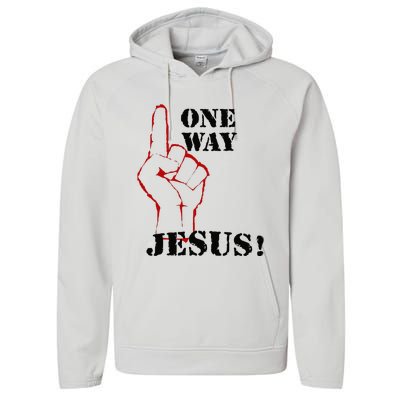 One Way Jesus People Christian Revolution Finger Up Retro Performance Fleece Hoodie