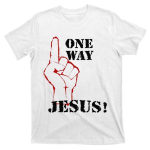 One Way Jesus People Christian Revolution Finger Up Retro T-Shirt