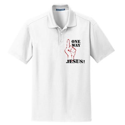 One Way Jesus People Christian Revolution Finger Up Retro Dry Zone Grid Polo