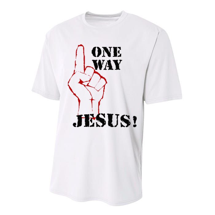 One Way Jesus People Christian Revolution Finger Up Retro Performance Sprint T-Shirt