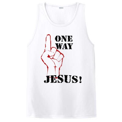 One Way Jesus People Christian Revolution Finger Up Retro PosiCharge Competitor Tank