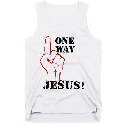 One Way Jesus People Christian Revolution Finger Up Retro Tank Top