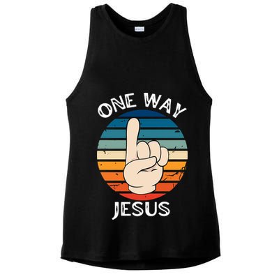 One Way Jesus People Christian Revolution Finger Up Retro Ladies PosiCharge Tri-Blend Wicking Tank