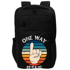 One Way Jesus People Christian Revolution Finger Up Retro Impact Tech Backpack