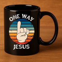 One Way Jesus People Christian Revolution Finger Up Retro 11oz C Handle Ceramic Mug