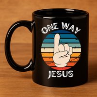 One Way Jesus People Christian Revolution Finger Up Retro 11oz C Handle Ceramic Mug