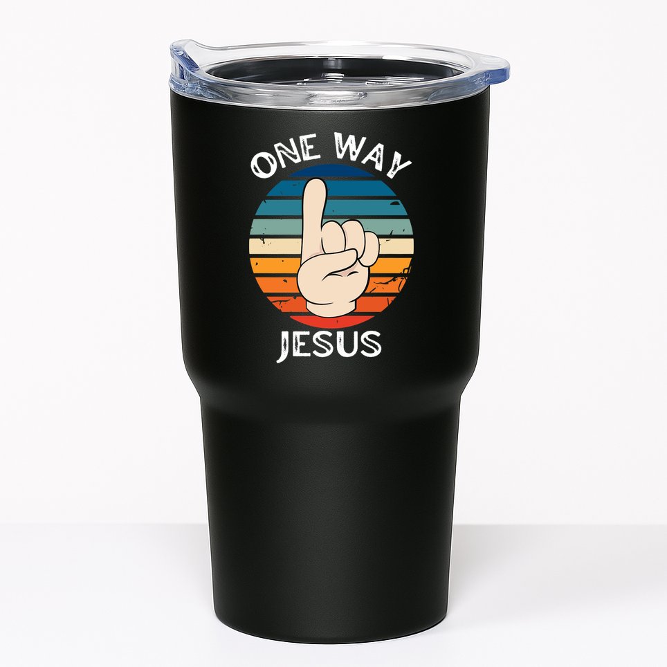 One Way Jesus People Christian Revolution Finger Up Retro Tumbler