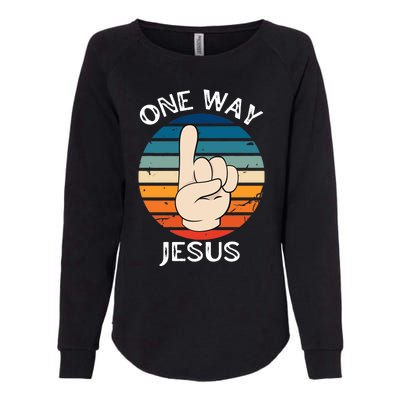 One Way Jesus People Christian Revolution Finger Up Retro Womens California Wash Sweatshirt