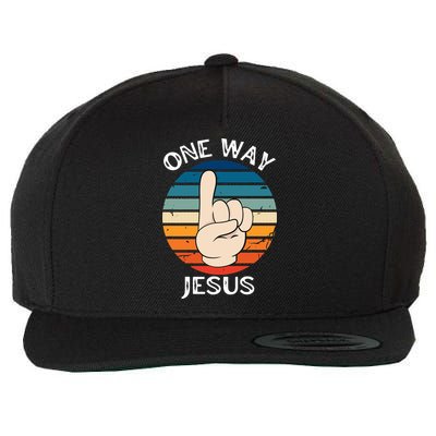 One Way Jesus People Christian Revolution Finger Up Retro Wool Snapback Cap