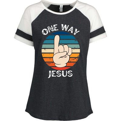 One Way Jesus People Christian Revolution Finger Up Retro Enza Ladies Jersey Colorblock Tee