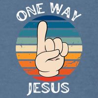One Way Jesus People Christian Revolution Finger Up Retro Garment-Dyed Sweatshirt